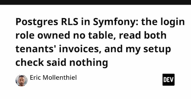Postgres RLS in Symfony: the login role owned no table, read both tenants' invoices, and my setup check said nothing