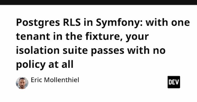 Postgres RLS in Symfony: with one tenant in the fixture, your isolation suite passes with no policy at all