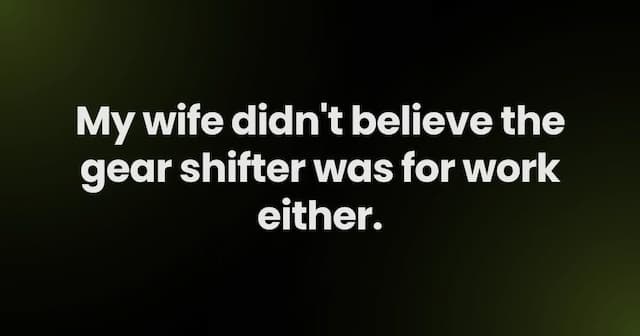 My wife didn't believe the gear shifter was for work either.